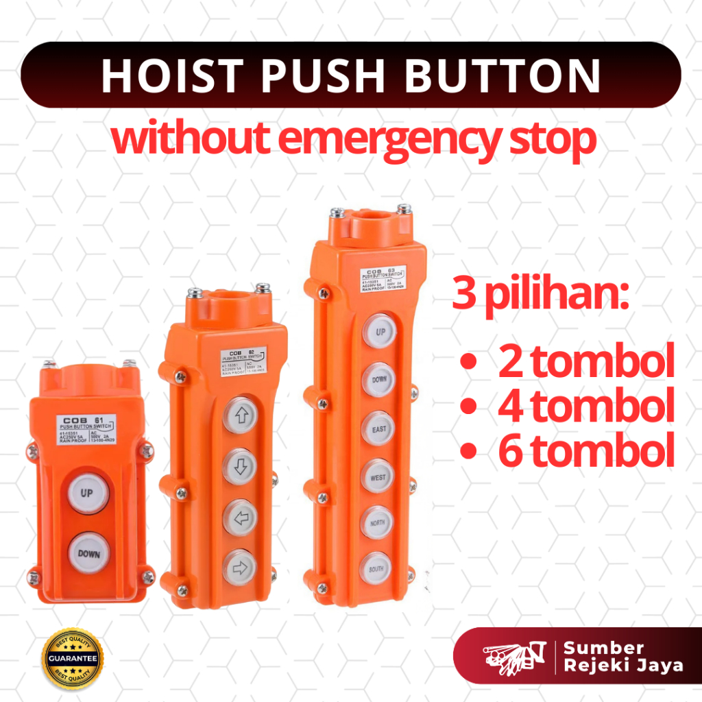 Hoist Push Button Switch tanpa Emergency Button | 2 tombol 4 tombol 6 tombol | COB6 COB62 COB63