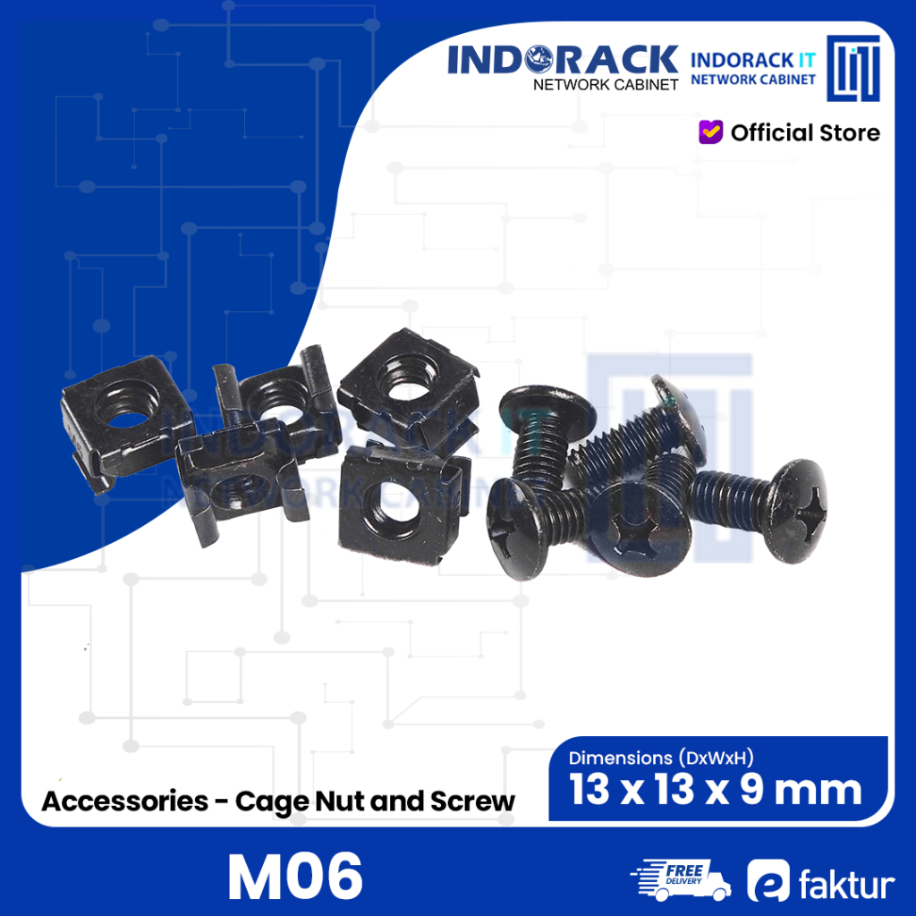 Jual Cage Nut and Screw Baut Rak Rack Server: M06 | Shopee Indonesia