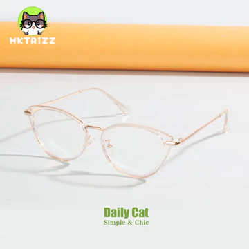 MKTRIZZ Kacamata Cat Eye Wanita Anti Radiasi Photocromic Gaya Korea Minus Frame Metal Anti