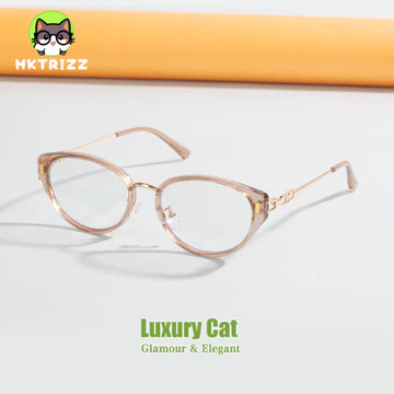 MKTRIZZ Kacamata Cat Eye Wanita Anti Radiasi Photocromic Gaya Korea Minus Frame Metal Anti