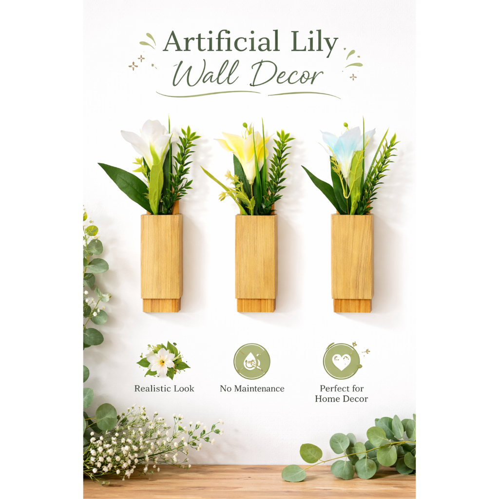 Jual Hiasan Dinding Bunga Lily Artificial Elegan – Pot Kayu MDF ...