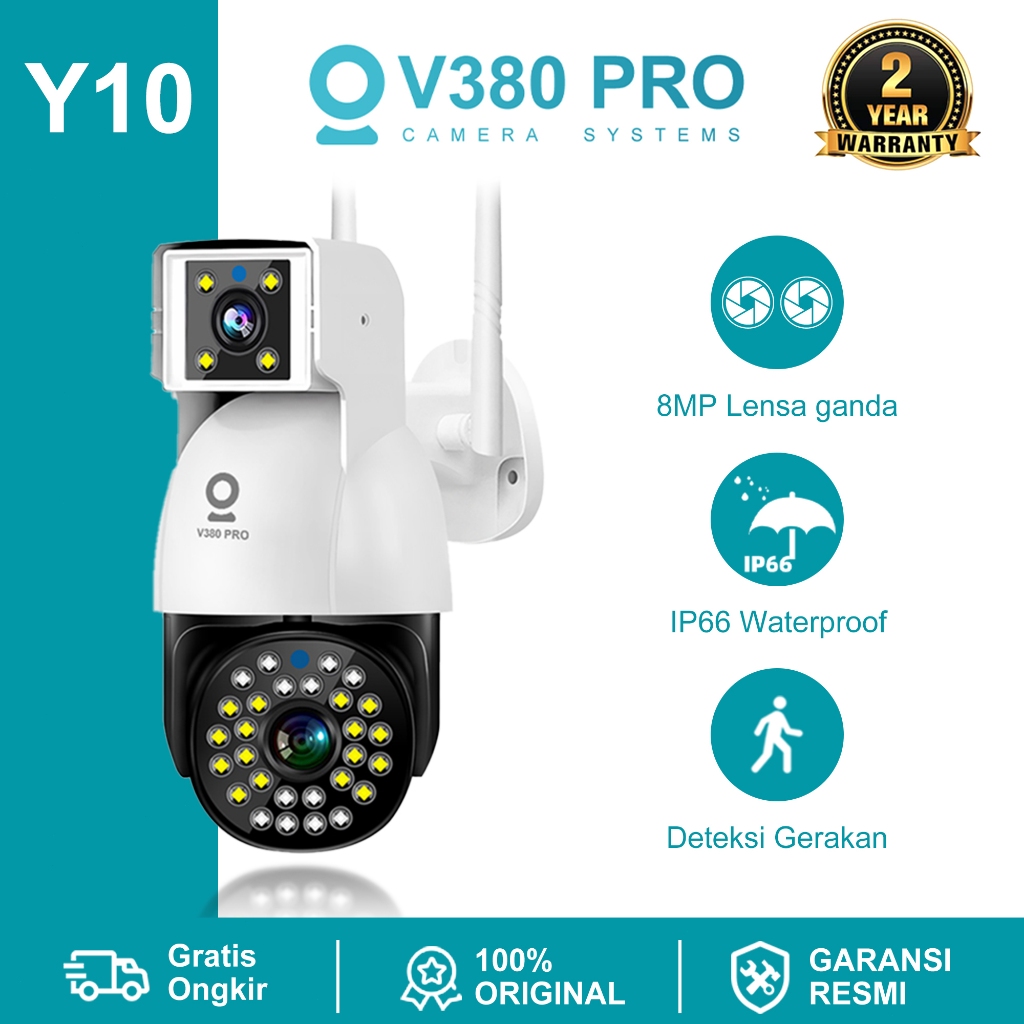 Jual V380 Pro Y10 8MP CCTV WIFI Outdoor Kamera Dual Lens Waterproof ...