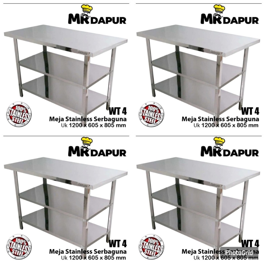 Jual Paket 4 Meja Stainless 3 Rak Type WT4 Mr. Dapur / MEJA DAPUR ...