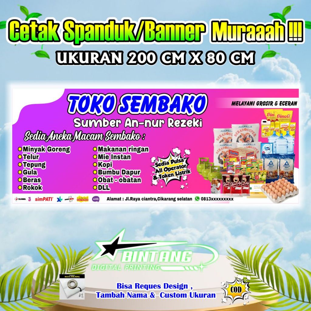 Jual Spanduk Banner Warung Sembako Ukuran 200 cm x 80 cm | Shopee Indonesia