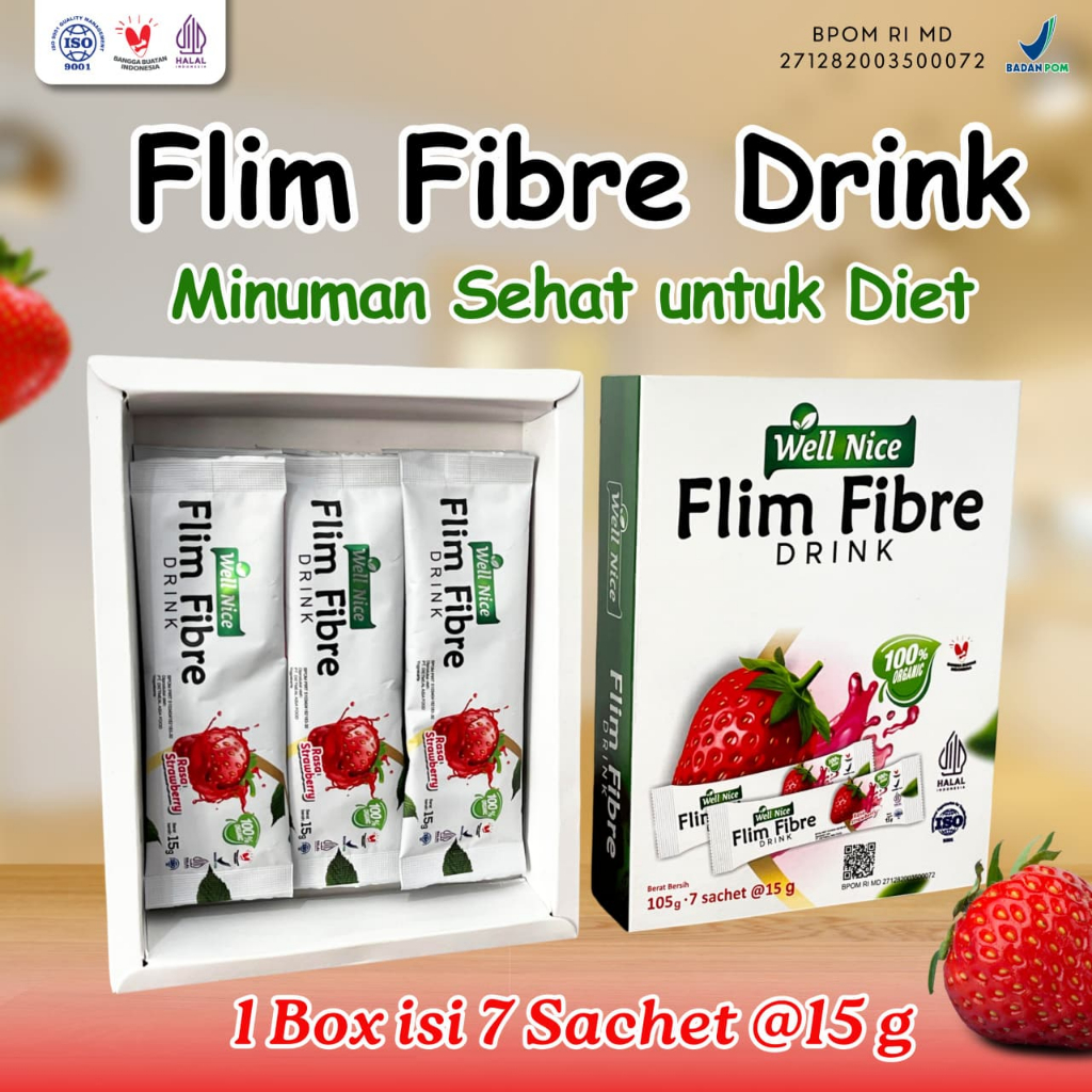 Jual WELL NICE FLIM FIBER DRINK RASA STRAWBERRY bersertifikat Iso 9001 ...
