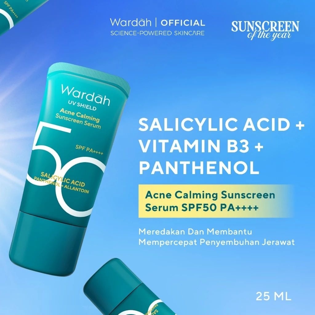 Jual WARDAH UV SHIELD acne calming sunscreen serum SPF 50 PA+++ 25ml ...