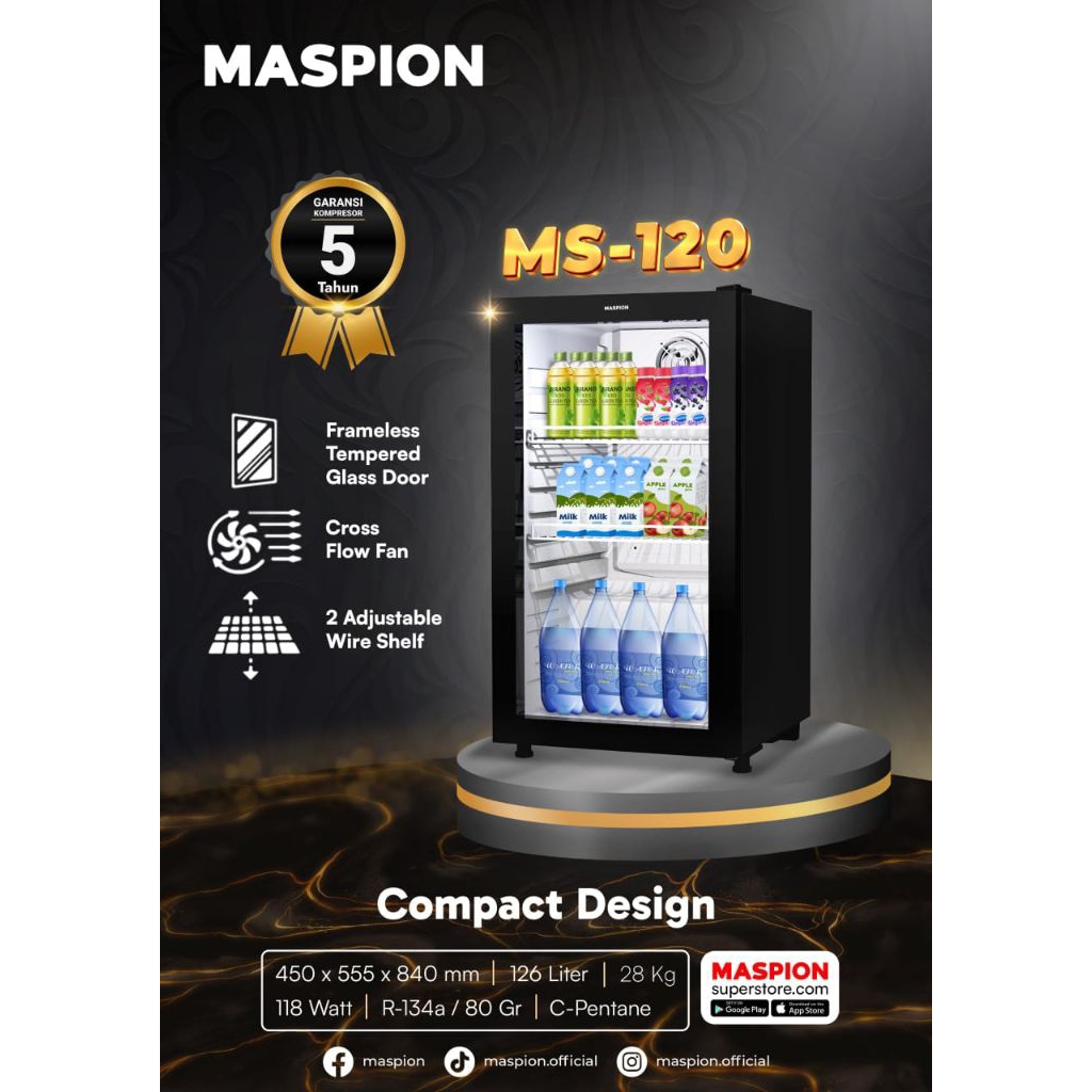 Jual SHOWCASE MASPION 126LITER MS-120 SHOWCASE MINI DISPLAY COOLER ...