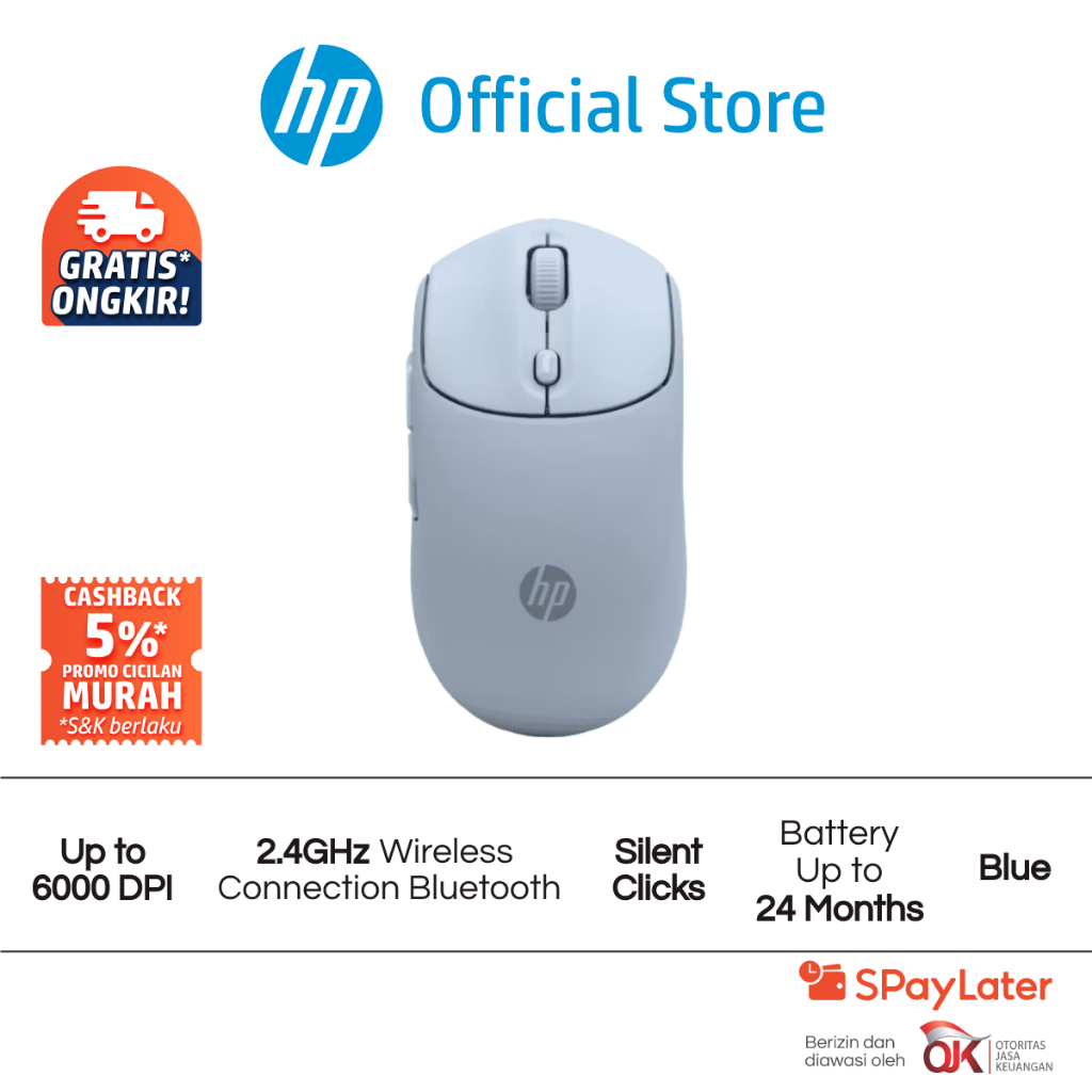 Mouse Wireless HP 400 Black / Blue / Pink / Maple / Purple Up to 6000 DPI Windows 11 Windows 10 macOS ChromeOS Promo Murah Gratis Ongkir Official (2)