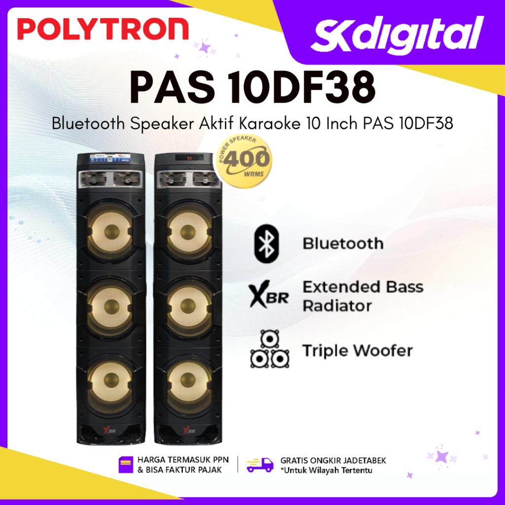 Jual Speaker Polytron PAS 10DF38 Bluetooth Speaker Aktif Karaoke 10 ...