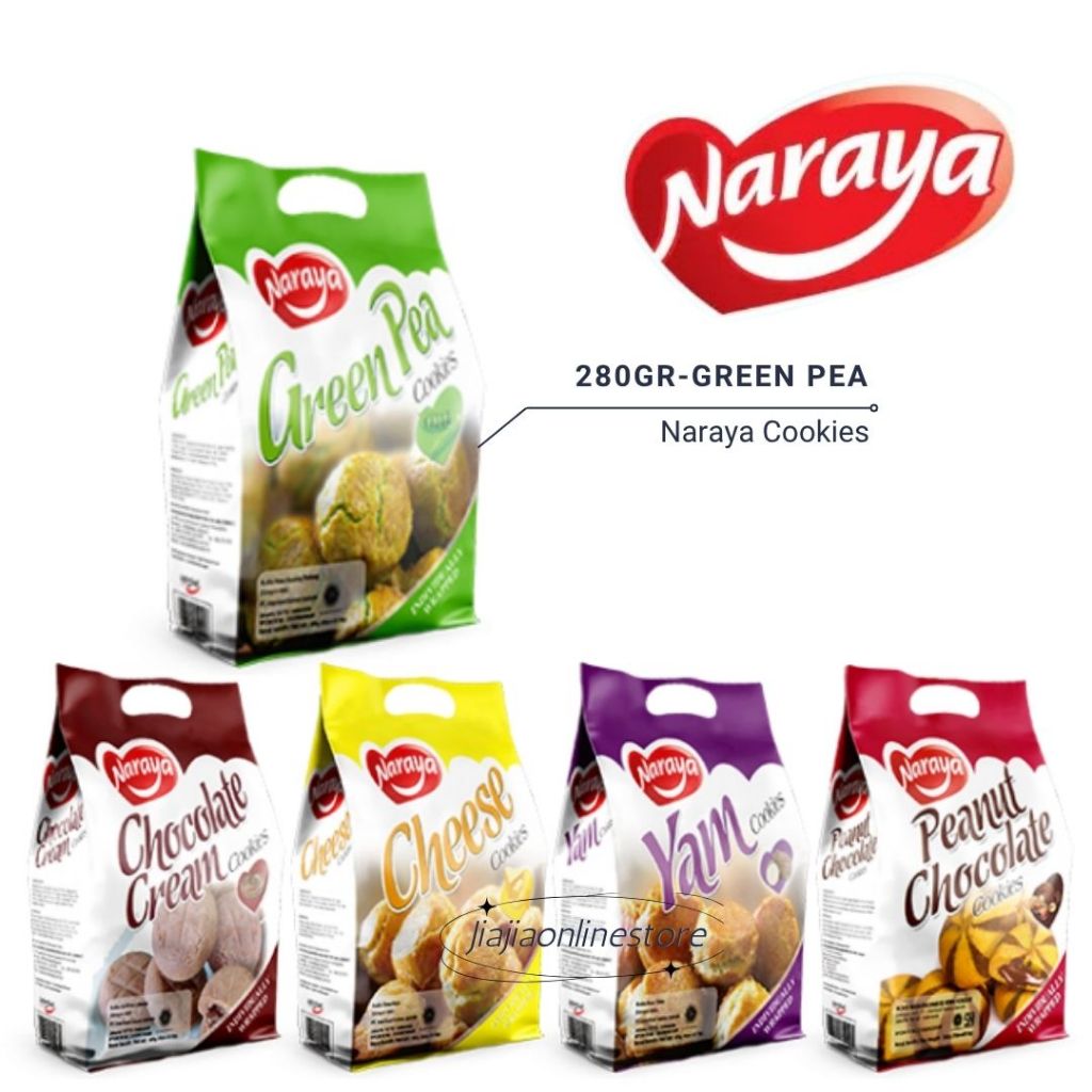 Jual NARAYA Cookies Green Pea/Cheese/Chocolate/Peanut/Yam | Shopee ...