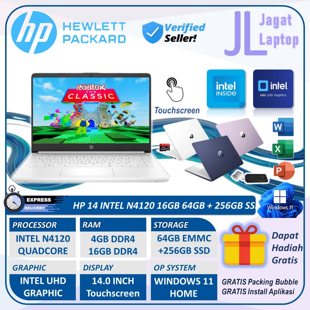 Jual Laptop Baru Murah HP 14 Intel N4120 16GB 512GB SSD Touchscreen ...
