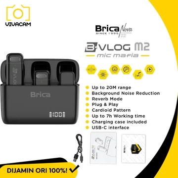 Brica B VLOG M1S M1D M2 M3 M4 M5 Dual Wireless Microphone Clip On Mic Vlog With Charging Case