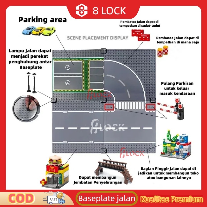 Jual Base Plate Jalan Raya Bricks Building Blok City Street Road Blocks ...