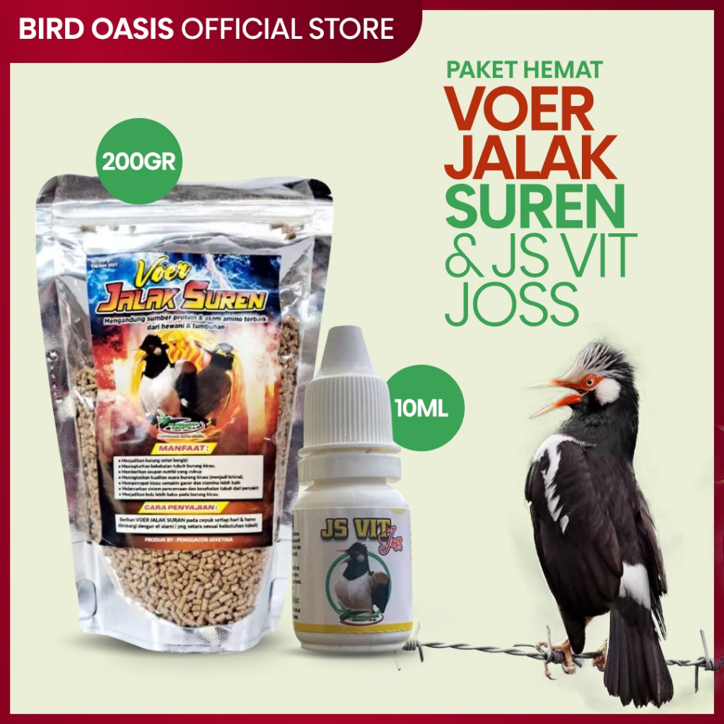 Jual Paket Bundle Voer Jalak Suren 200 g + JS Vit Joss 10 ml | Shopee ...