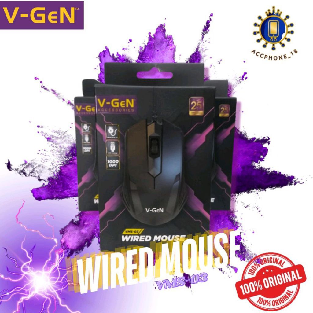 Jual V-GEN VMS-03 WIRED MOUSE USB Cable 1000 DPI | Shopee Indonesia