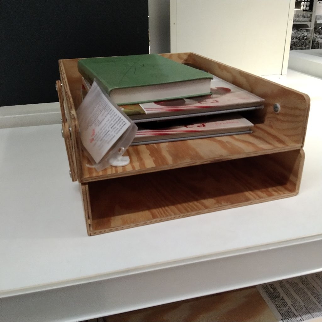 Jual Rak file tray kayu pinus 2 susun dokumen tray rak majalah A4 ...