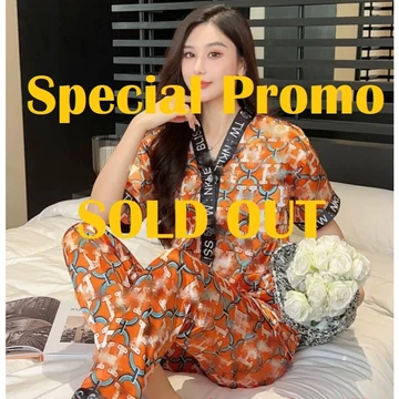 Setelan Baju Tidur Piyama Wanita Dewasa Satin Premium Lengan Pendek Celana Panjang