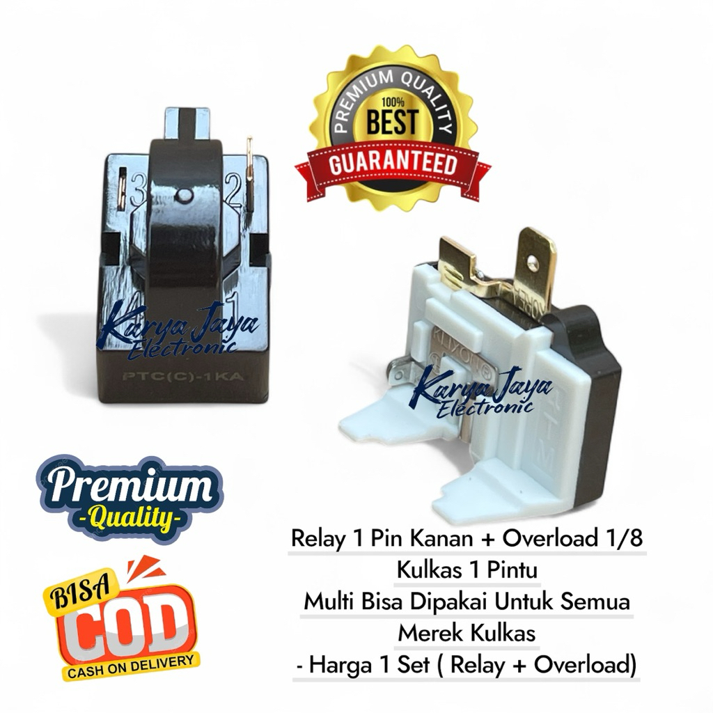 Jual Set Relay 1 Pin Kanan + Overload 1/8HP Kulkas 1 Pintu Multi Bisa ...