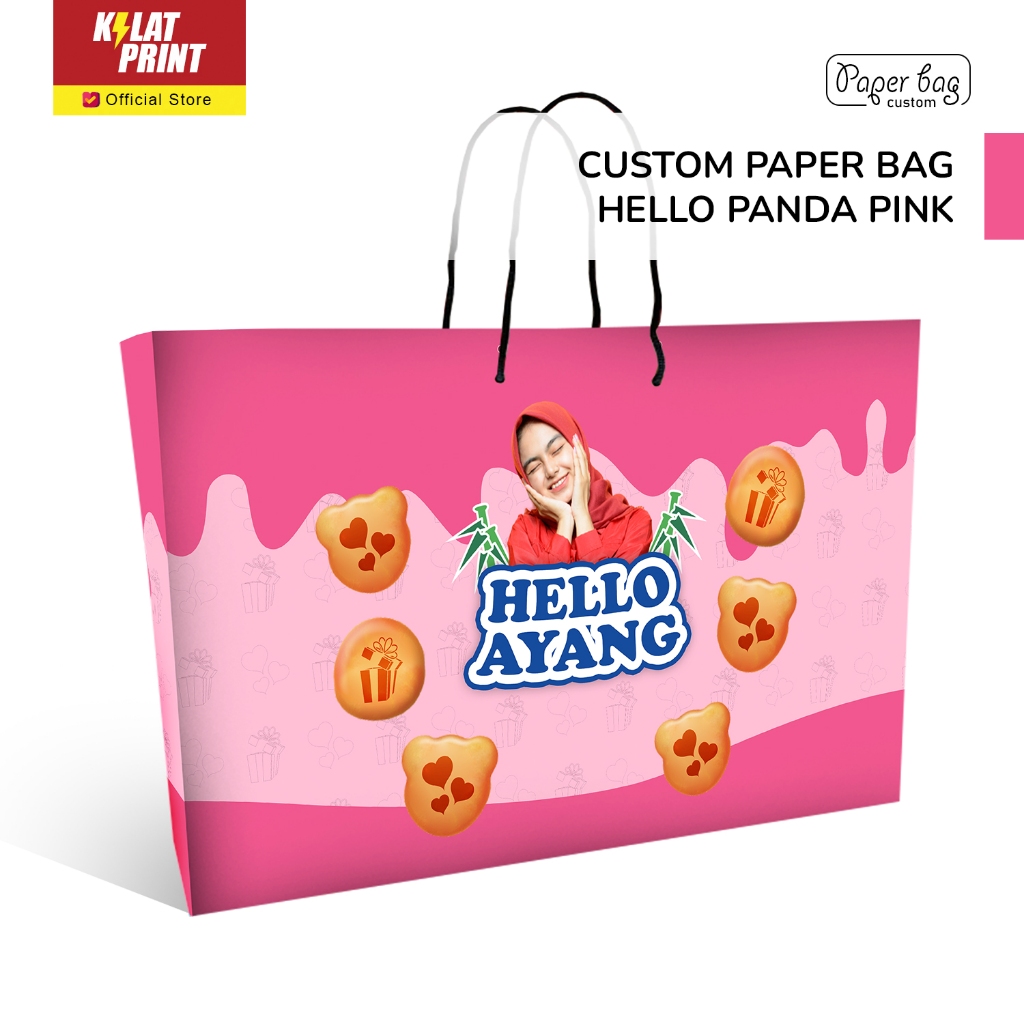 Jual Paper Bag Kado Custom Muka Foto Ala Hello Panda Pink Edition ...