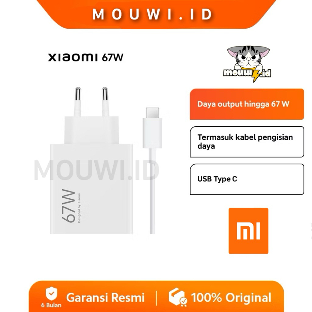 Charger Xiaomi Mi Turbo Charge 33W / 67W Adapter Charger + Cable Data Type -C