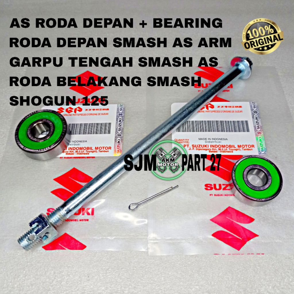 Jual AS RODA DEPAN + BEARING RODA DEPAN SMASH AS ARM GARPU TENGAH SMASH ...