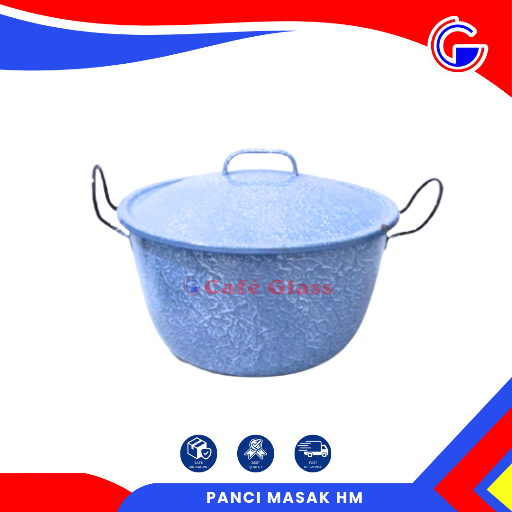 Panci Blirik Jadul - Panci Masak Tutup Enamel Hm Warna Biru - Panci Anti Karat