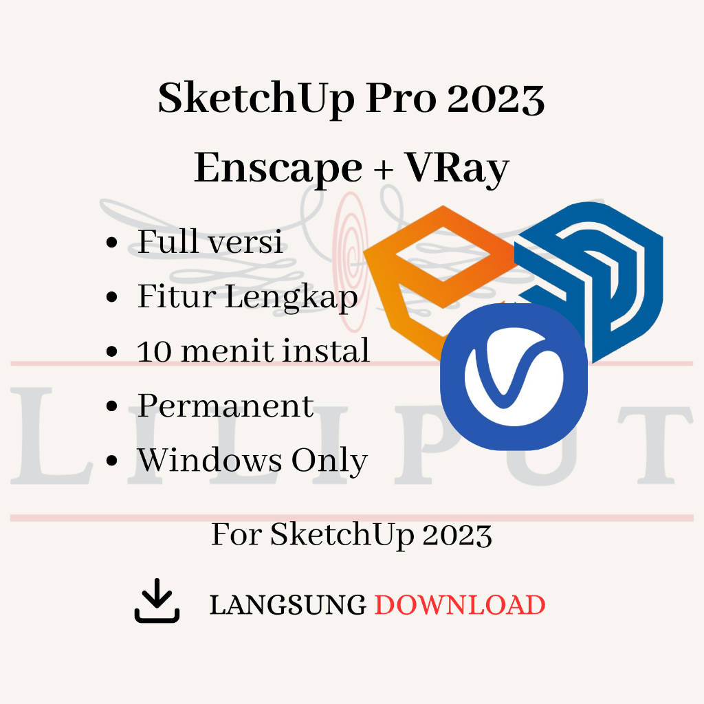 Jual SketchUp Pro 2023 + Enscape + VRay Full Versi | Shopee Indonesia