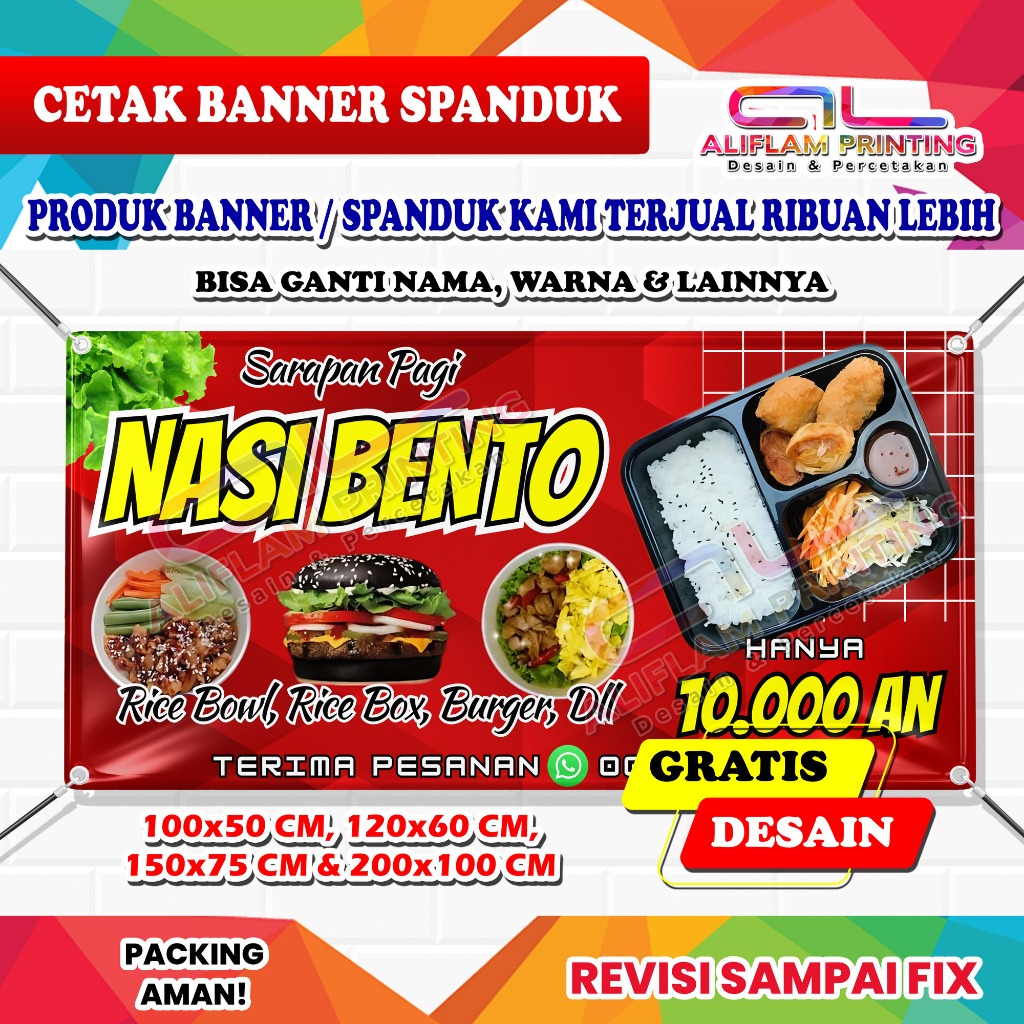Jual CETAK BANNER NASI BENTO | SPANDUK FREE DESAIN | Revisi Sampai Fix ...