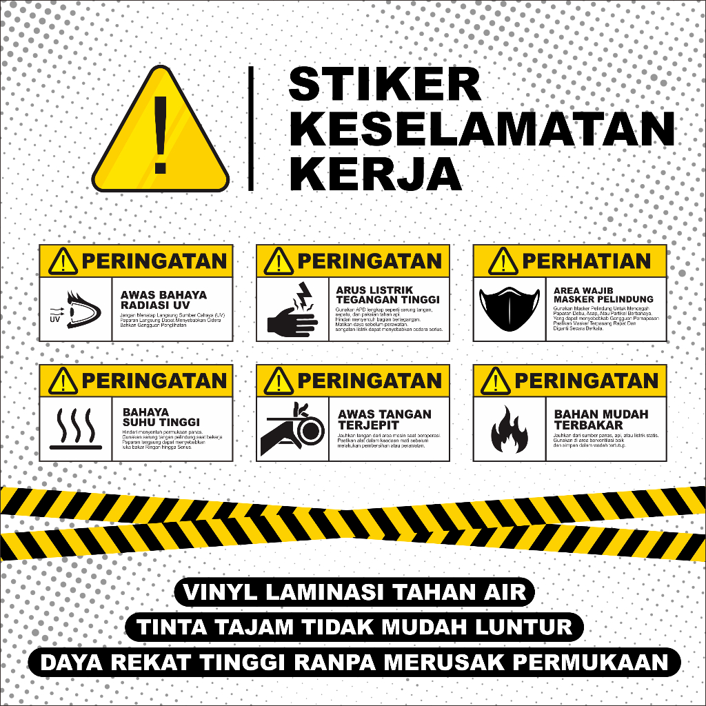 Jual Stiker Rambu K3 Set 6 Simbol Peringatan Bahaya (Tahan Air & UV ...