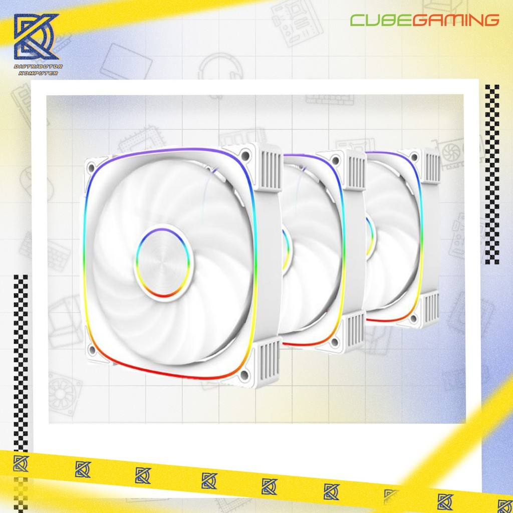 Jual CUBE GAMING CYCLONE WHITE 3 in 1 Pack 12CM PWM A-RGB Fan - ARGB ...