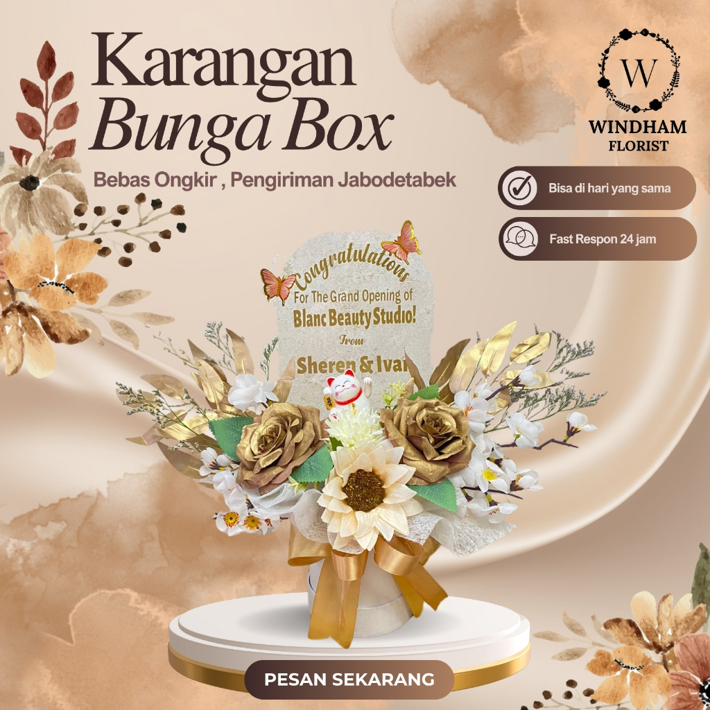 Jual Bloom Box Akrilik Bunga Artificial kucing Hoki Lucky Cat Grand ...