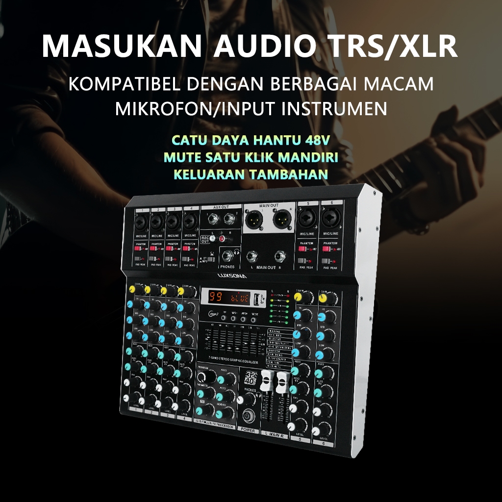 Jual audio mixer 6 saluran/misker EQ 7-Band Profesional 99dsp/mixer ...