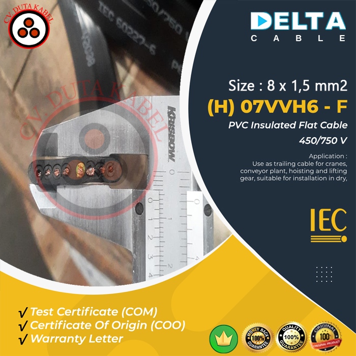 Jual Kabel H07VVH6-F / H07VVH6F 8Gx1,5 mm2 MERK DELTA /KABEL FLAT/KABEL ...