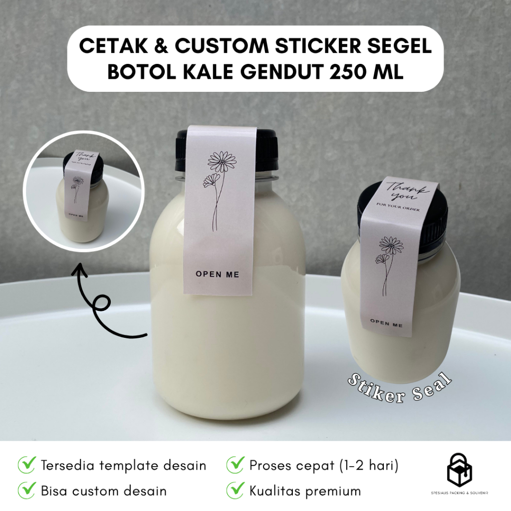 Jual Cetak Custom Stiker segel Botol Kale Gendut 250 ml | Print Label ...
