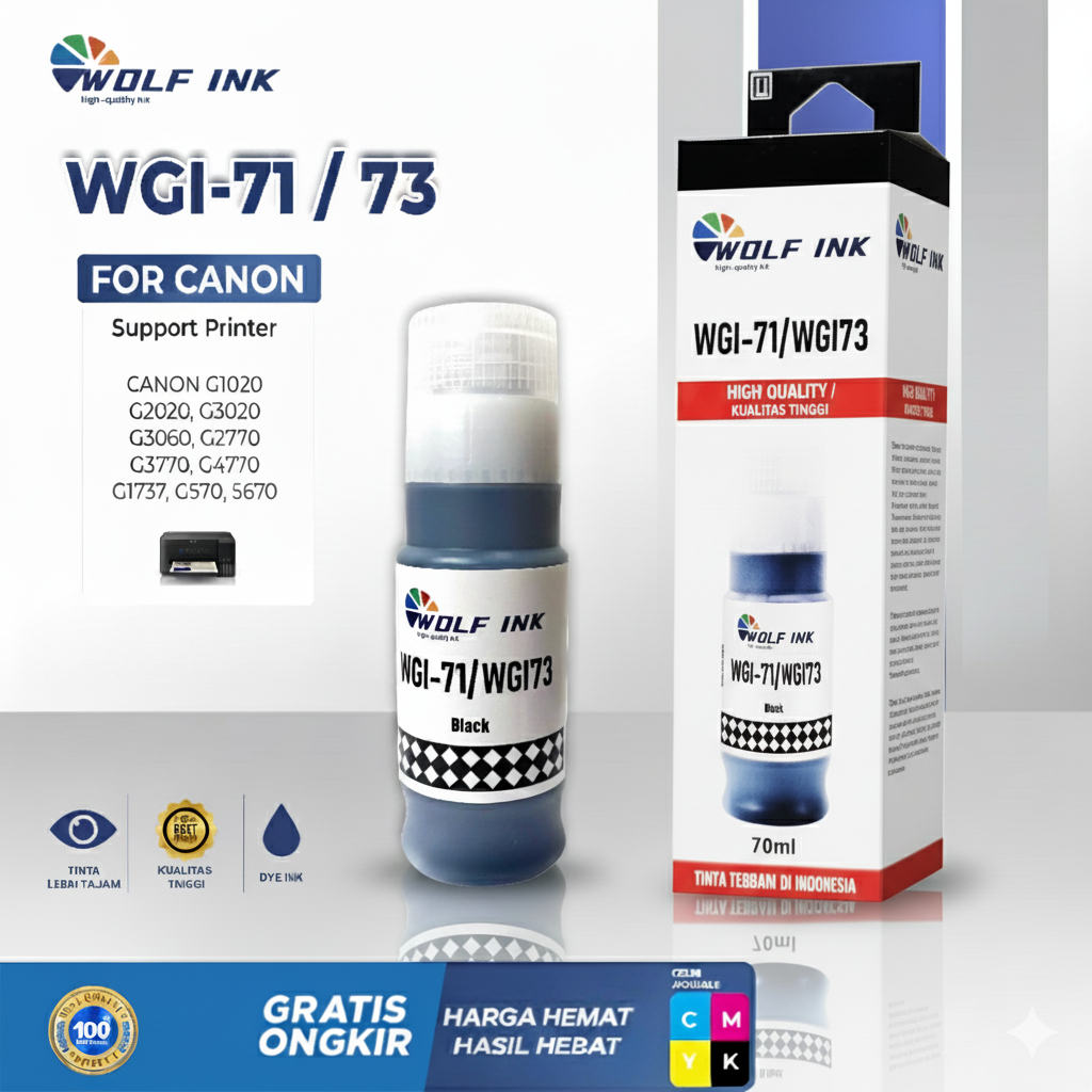 Jual WOLF INK Tinta Canon GI-71 Hitam Black Untuk Canon PIXMA G1020 ...
