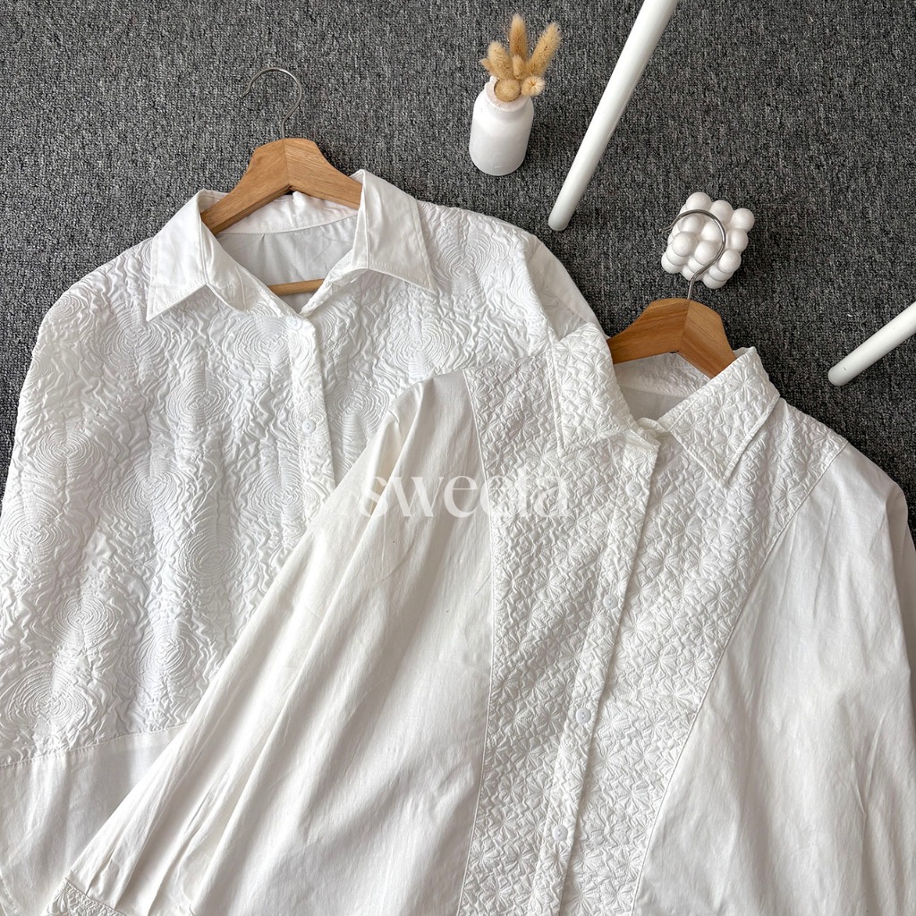 Jual SWEETA | Shirt Chasya Emboss Oversize | LD 120 cm | Cotton mix ...