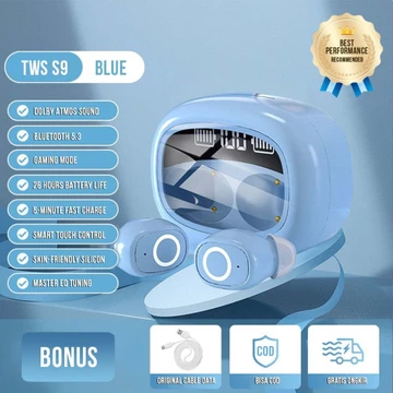 Mochoe S9 Headset Bluetooth Full Bass Nirkabel TWS Stereo Olahraga Gaming LED Bluetooth 5.3