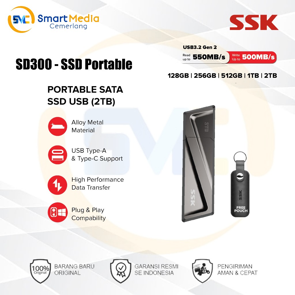 Jual SSK SD300 550MB/s Mobile solid state U disk - 256GB | Shopee Indonesia