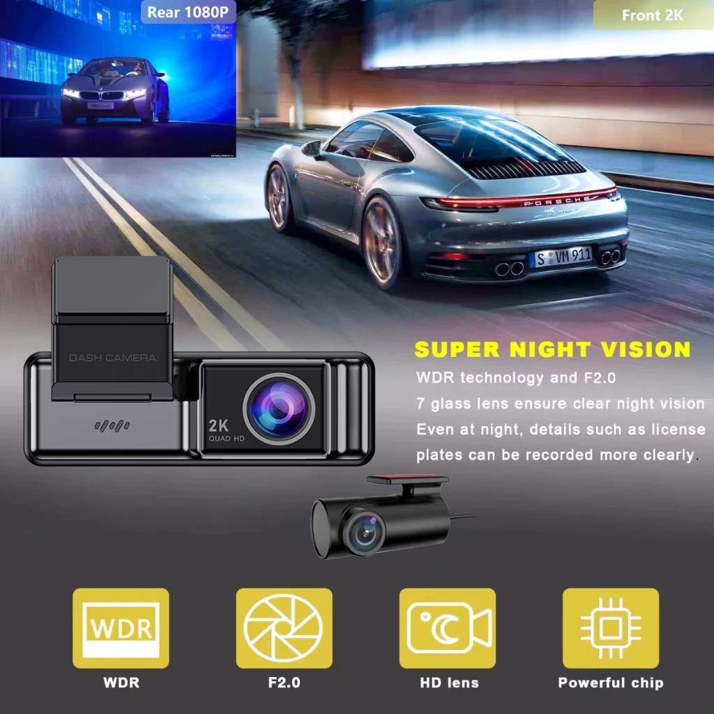 Acroder Dashcam Mobil 2K HD WiFi GPS Super Night Vision