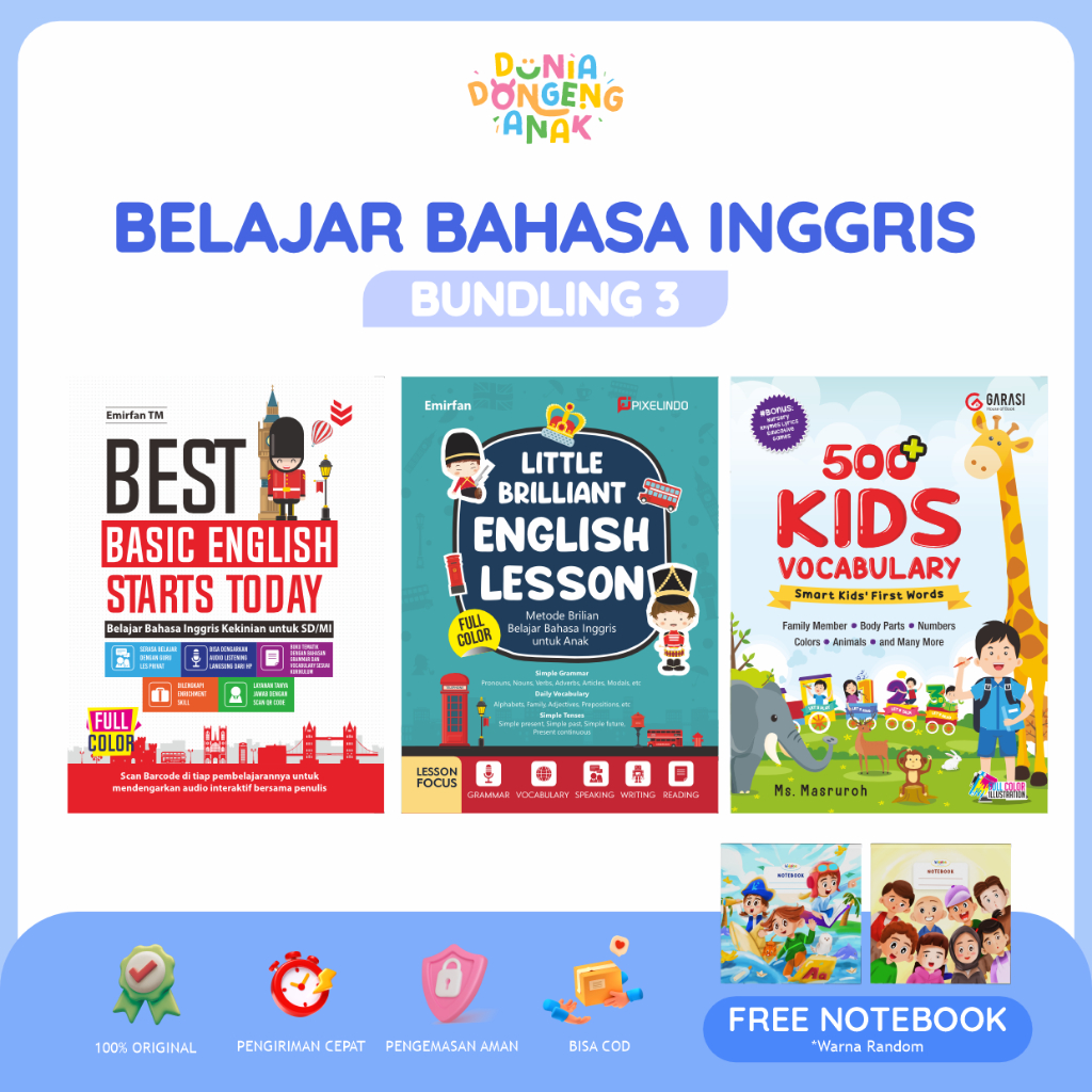Jual [3 BUKU] BUKU BELAJAR BAHASA INGGRIS ANAK LITTLE BRILLIANT, 500 ...