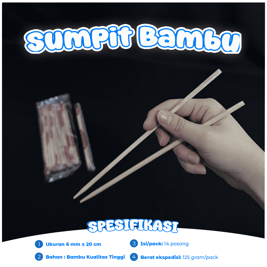 Jual Sumpit Bambu Ukuran 6 mm x 20 cm Isi 14 Pasang / Sumpit Tebal ...