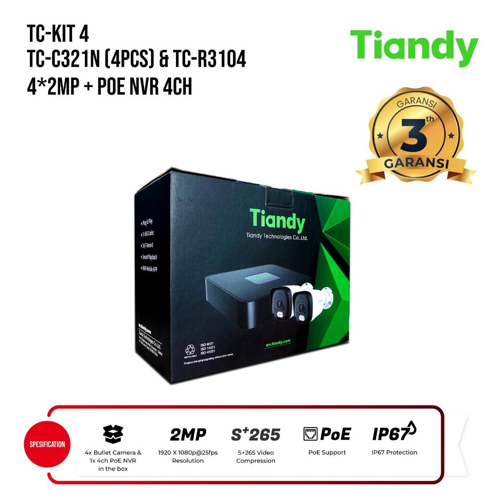 Jual TIANDY TC-KIT 4 TC-C321N dan TC-R3104 + Poe NVR 4CHANNEL - AK2 4 ...