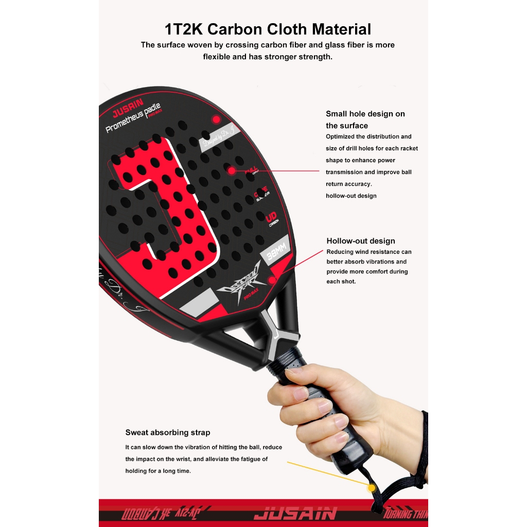 Jual RAKET TENIS PADLE/ORIGINAL PADLE/JUSAIN PROMETHEUS PADLE PRO MAX ...