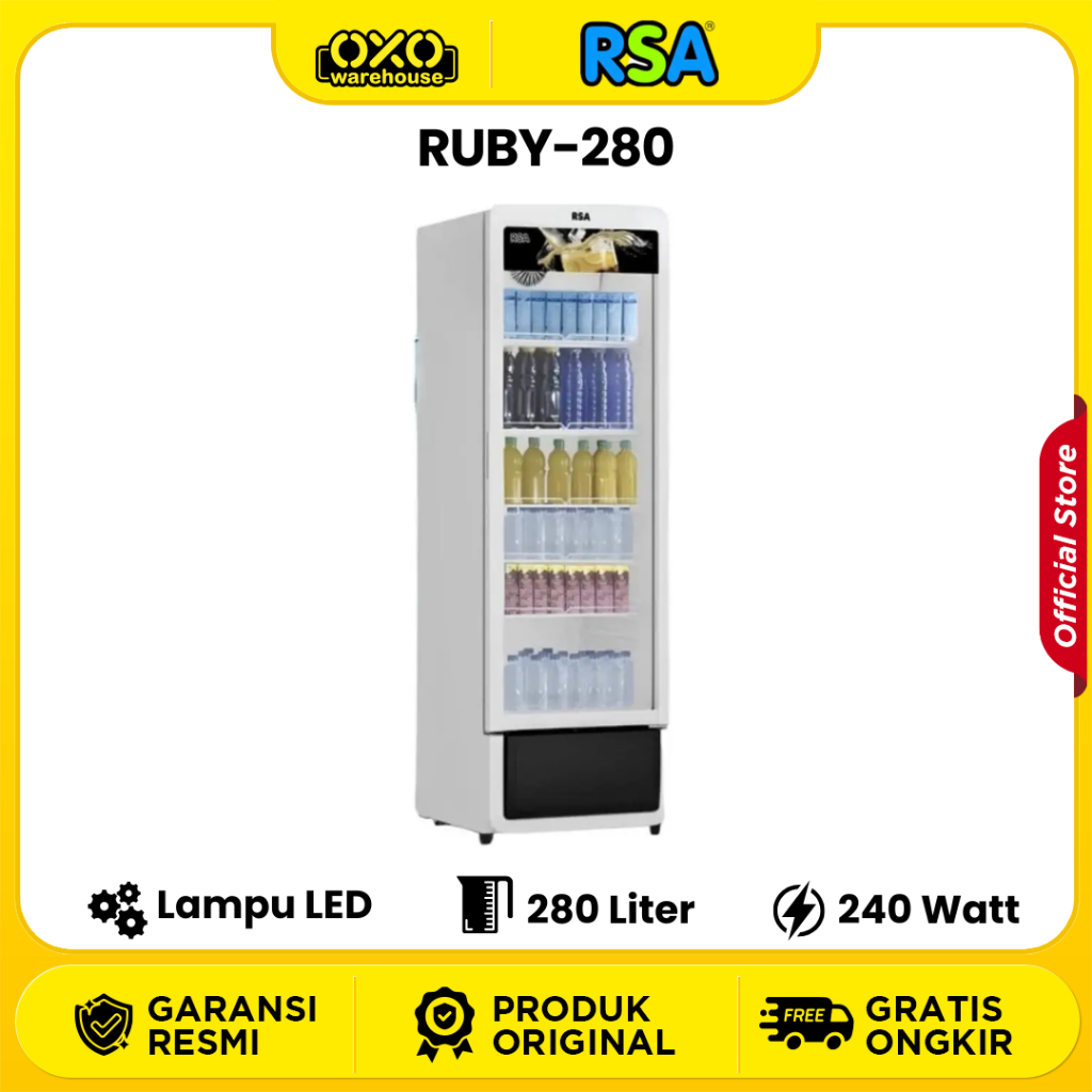 Jual RSA Showcase 1 Pintu RUBY-280 Kapasitas 280 Liter Display Cooler ...