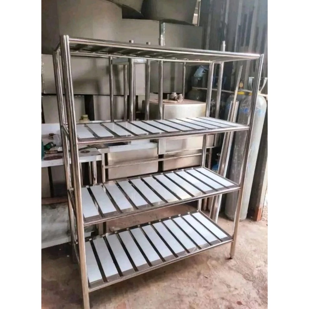 Jual Rak peneris makanan MBG / Rak 4 susun stenless / rak solid 4 susun ...