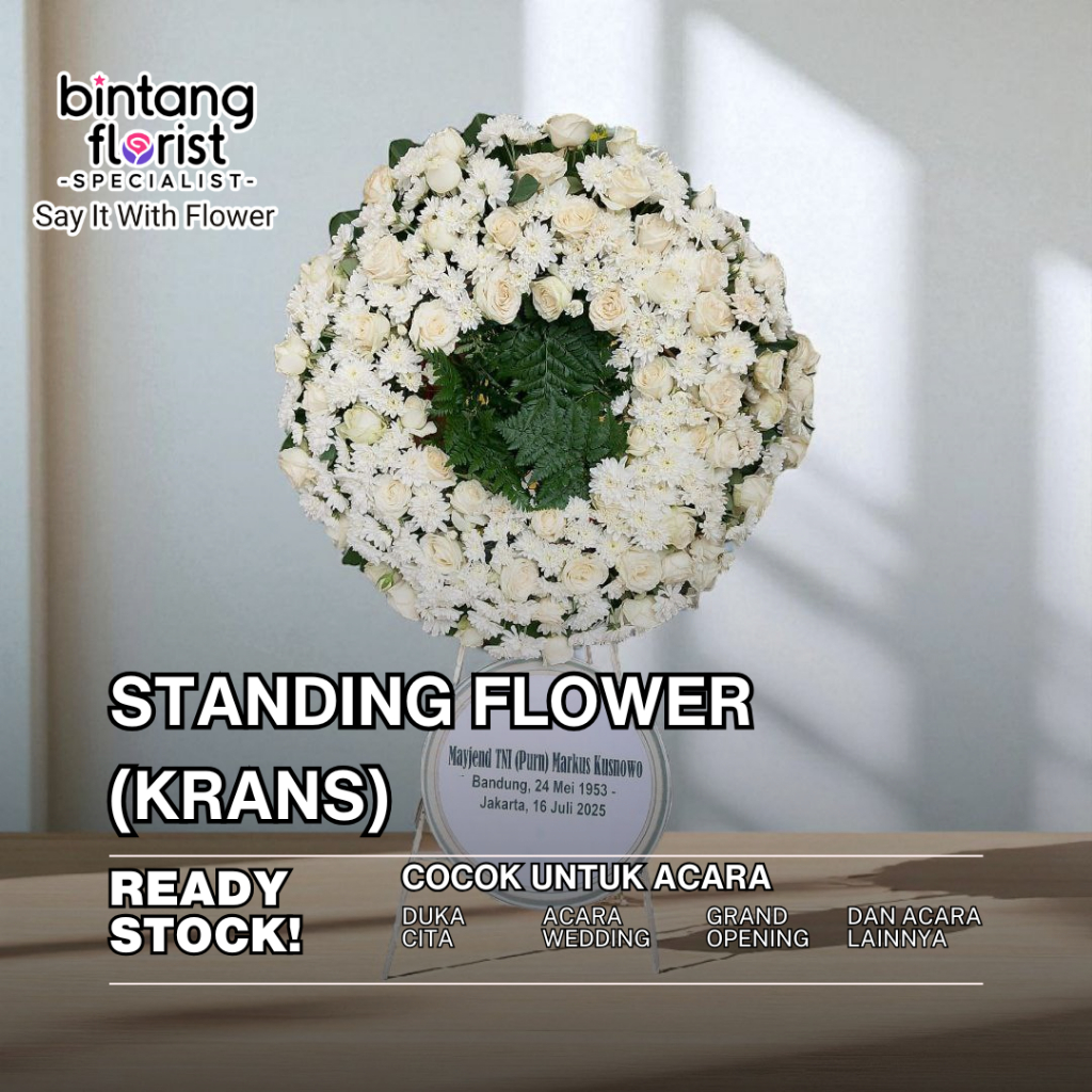 Jual Standing Flower Krans Bunga Putih Premium untuk Duka Cita ...