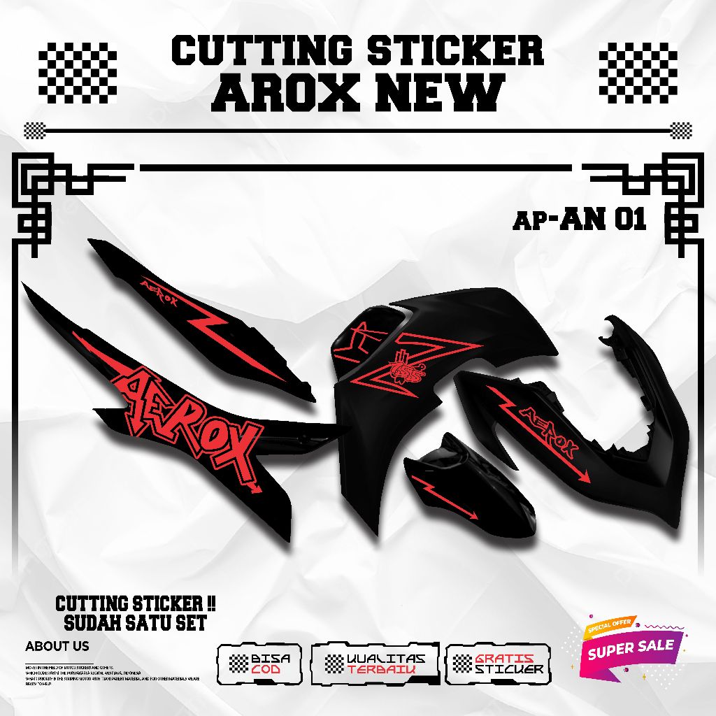Jual Cutting Sticker YAMAHA all new aerox 155 motif aerox racing keren ...