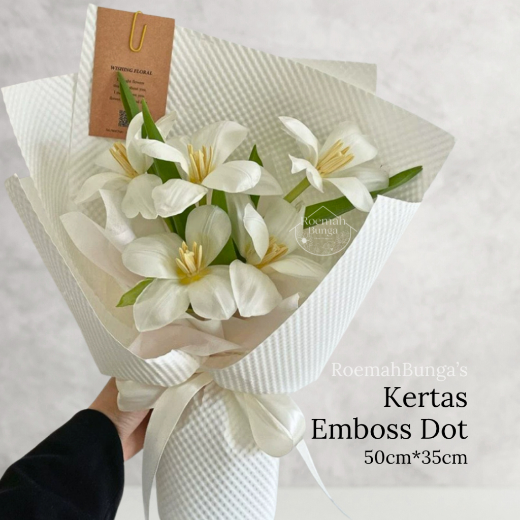 Jual Kertas Emboss Dot Buket / Cellophane Bunga / Polkadot [PP043 ...