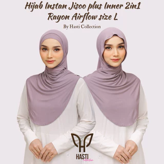 HASTI - Hijab Instan Jisoo Plus Inner 2in1 Size L Kaos Rayon Airflow