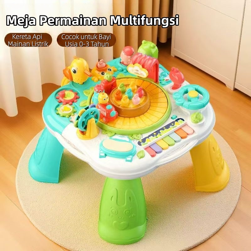 tampilan sisi bawah dan kaki meja musik bayi